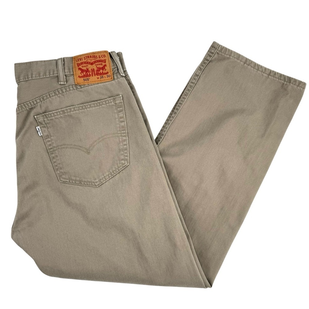 Levi's 505 Jeans Straight Leg 100% Cotton TAN Beige Denim  | 38 x 30 36" Waist